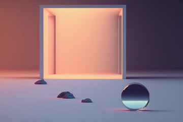 Minimalistic display with open area. Photo generative AI