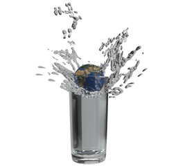 earth world planet global map ball circle round in glass water drink splash floating symbol decoration save earth liquid sphere environment natural clean fresh health care wildlife global warming 