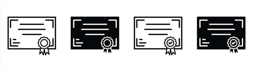 certified icon set. certificate badge icon symbol sign, vector illustration