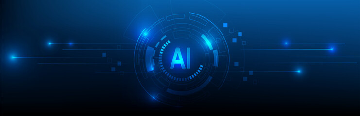 AI Artificial Intelligence and Machine Learning Concept, Big data innovation technology, Banner Abstract background, Vector illustration