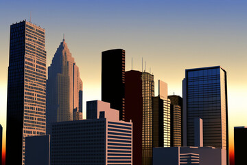 Fototapeta na wymiar Stunning View of a Modern Business District Skyline Featuring Contemporary Business Buildings