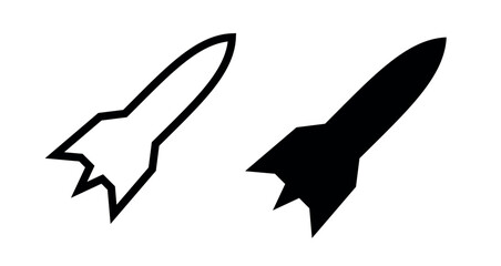 Rocket icon. Symbol of speed, flight or start. Attribute of space or force.
