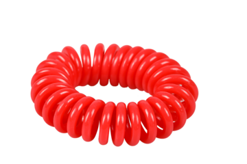 Red spiral rubber bands for hair isolated on transparent background png file