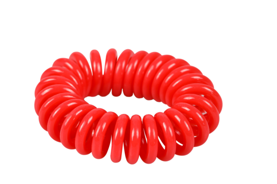 Red spiral rubber bands for hair isolated on transparent background png file