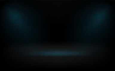 Deep black room with trails of light. 3d vector premium showcase for display products