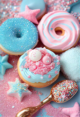 Desserts blue and pink