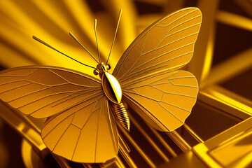 Golden butterfly. Generative AI