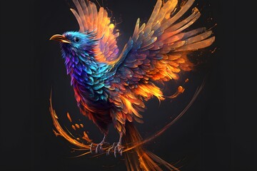 Fototapeta premium colorful phoenix created using AI Generative Technology