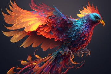 Obraz premium colorful phoenix created using AI Generative Technology