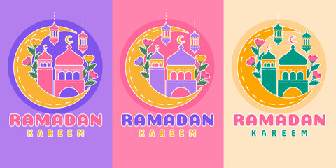 Ramadan Kareem with mosque symbol