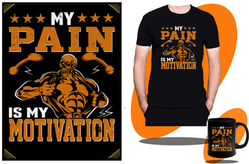 Gym Fitness T shirt design and mug design vector for boys and girls and super cool gym t shirt design template and concept