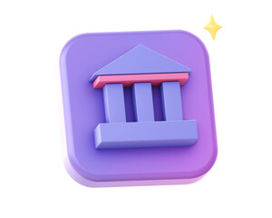 3d render of purple finance and banking side icon for UI UX web mobile apps social media ads designs