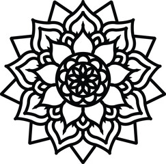 Easy Mandala coloring book simple and basic for beginners, seniors and children. Set of Mehndi flower pattern for Henna drawing and tattoo. Decoration in ethnic oriental, Indian style.