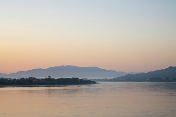 Fototapeta na wymiar Rural riverside landscape in mae khong river.