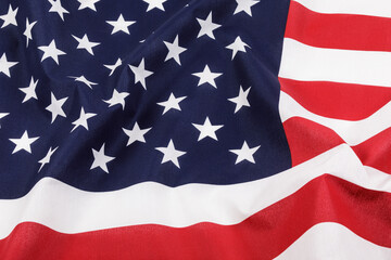 Obraz premium Close up of the American Flag showing the stars and strips