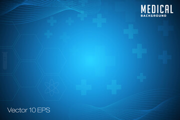 Abstract medical background with flat icons and symbols. Template design with concept and idea for healthcare technology, innovation medicine, health, science and research. Vector illustration