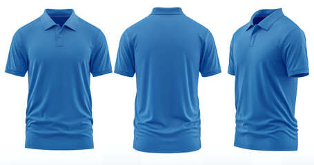 Polo shirt Short-Sleeve rib collar and cuff ( Realistic 3d renders ) Blue