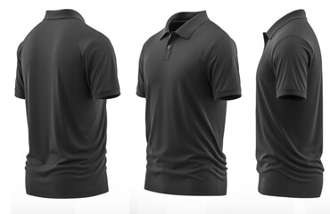 Polo shirt Short-Sleeve rib collar and cuff ( Realistic 3d renders )  Black