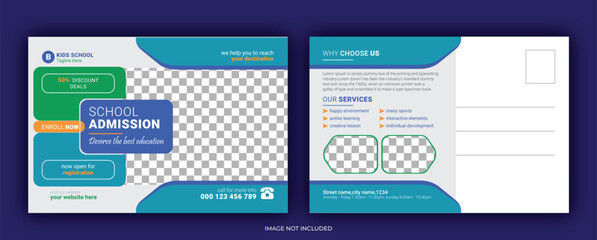 School Education Admission Postcard Templates Design