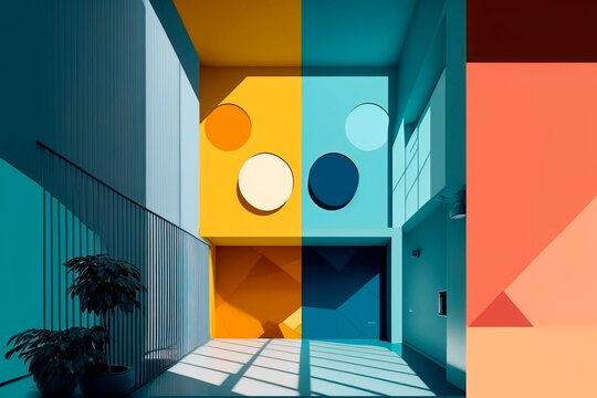 Bold minimalism with large geometric shapes Generative AI