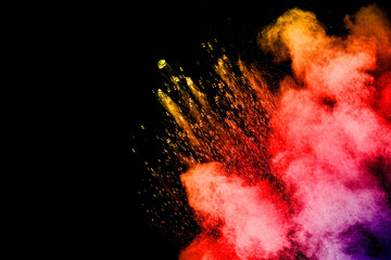 Colorful explosion for Holi powder.Abstract background of color particles burst or splashing.