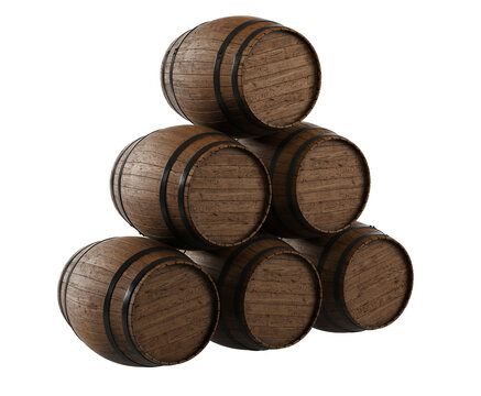 Wooden barrel isolated on background.  3d