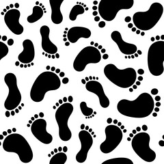 Seamless pattern with human footprints. People feet symbol 