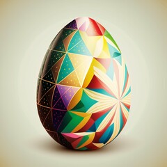 Geometric Design with Vibrant Colors, Colorful Geometry Shapes Decorated Easter Egg [AI Generative]