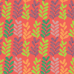 Bright pattern of twigs with leaves. Vector illustration. For print.