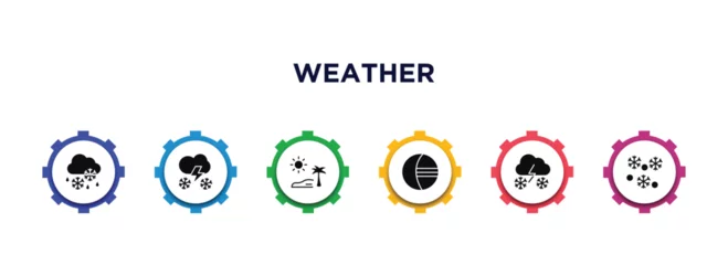 Fotobehang weather filled icons with infographic template. glyph icons such as sleet, thundersnow, subtropical climate, eclipse, snow storms, snowing vector. © IconArt