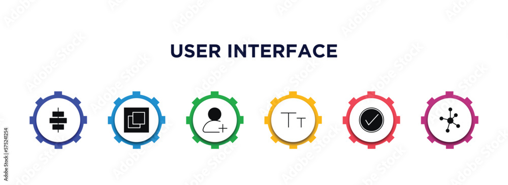 Poster user interface filled icons with infographic template. glyph icons such as horizontal alignment, ful