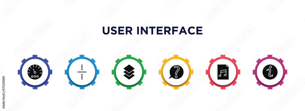 Poster user interface filled icons with infographic template. glyph icons such as indicators, vertical alig