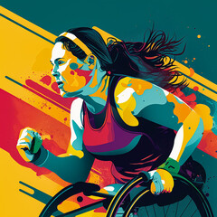 illustration of a person with a disability engaging in a physical activity or sport. Generative AI.