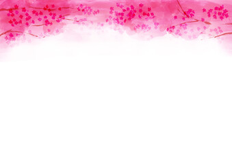 桜の和風水彩画風フレーム