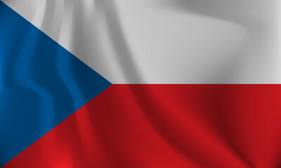 Flag of Czechia, with a wavy effect due to the wind.