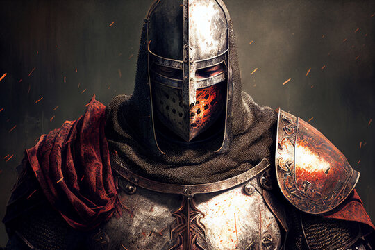 Portrait of a medieval knight in armor