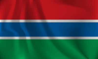 Flag of Gambia, with a wavy effect due to the wind.