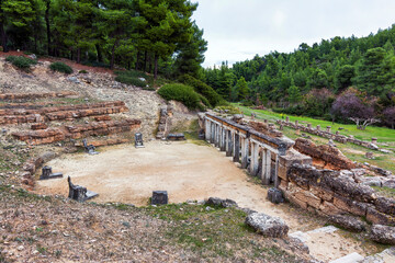 Panoramic view of the theatre of the Amphiareion Oropos Greece.