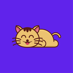 CUTE CAT SLEEPING LOGO DESIGN