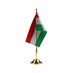 Small national flag of the Hungary on a white background