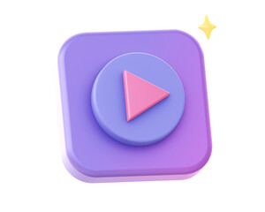 3d render of purple video streaming side icon for UI UX web mobile apps social media ads designs
