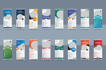 Corporate business roll up banner template set or Conferences event banner design