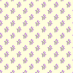 Spring small delicate purple - violet flowers on a neutral light cream background