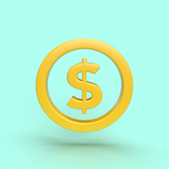 dollar sign icon 3D reander