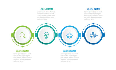 Modern infographic template. Creative circle element design with marketing icons. Business concept with 4 options, steps, sections.
