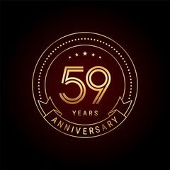 Fototapeta premium 59th year anniversary celebration. Anniversary logo design with golden number and text. Logo Vector Template