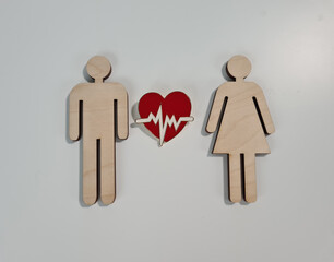 Broken heart medical cardiology figurines of man and woman