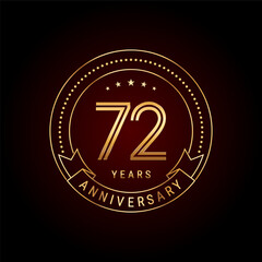 Fototapeta premium 72th year anniversary celebration. Anniversary logo design with golden number and text. Logo Vector Template