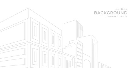 Architecture construction. Abstract line buildings. Digital geometric art. Tech business tower. Futuristic city blueprint. House structure. Town construction draft. Vector banner concept