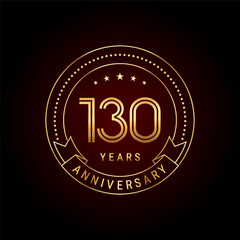 130th year anniversary celebration. Anniversary logo design with golden number and text. Logo Vector Template